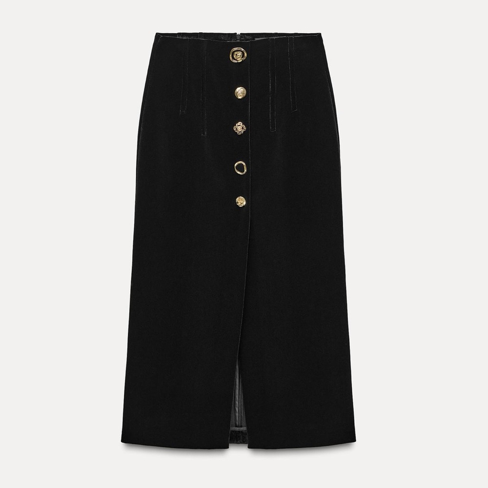 NWT Zara Velvet Pencil Skirt ZW Collection